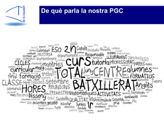 De què parla la nostra PGC


                      • Objectius del Projecte d’Autonomia
Índex   3
Objectius
                      • Millora dels resultats educatius
                      • Millora de la cohesió social
                      • Implantar el sistema de qualitat


                                                           QiMC
            www.ieselcalamot.com
 