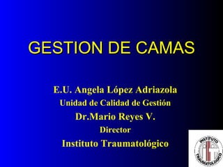 GESTION DE CAMAS E.U. Angela López Adriazola Unidad de Calidad de Gestión Dr.Mario Reyes V. Director Instituto Traumatológico 