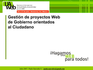 Gestión de proyectos Web de Gobierno orientados al Ciudadano 