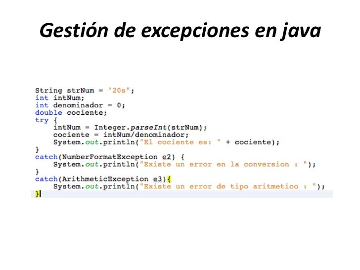 Gestión de excepciones en java