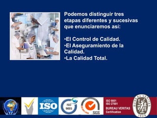 Podemos distinguir tres etapas diferentes y sucesivas que enunciaremos así: El Control de Calidad. 