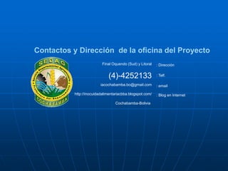 Gestión de la inocuidad alimentaria municipios cochabamba bolivia | PPTX