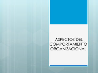 ASPECTOS DEL COMPORTAMIENTO ORGANIZACIONAL 