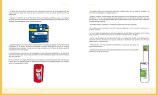 Recuerda         Recuerda



     > No debes tirar los residuos peligrosos en los contenedores portuarios de residuos genéricos, que               > Los aparatos eléctricos y las baterías desechadas también deben de tener punto de recogida o un
     están preparados para otros usos, ya que en contacto con otras sustancias puede aumentar su                      contenedor especial para su recogida selectiva.
     peligrosidad.
                                                                                                                      > Deposita cualquier clase de envase que haya contenido pinturas, disolventes, aceites, lubricantes,
     > Deposita los desechos de las sentinas de la cámara de máquinas, los filtros usados y los residuos              detergentes u otra clase de productos químicos peligrosos en los contenedores destinados para este
     de aceites de motor, transmisión y lubricantes en las instalaciones MARPOL Tipo C especiales para su             tipo de residuos. Estos contenedores deben de estar almacenados en zonas acondicionadas, señalizadas
     recogida; están catalogados como residuos peligrosos.                                                            y preferiblemente cubiertas.

                                                                                                                      > Al reutilizar envases, identifica su contenido y elimina restos de otras etiquetas.

                                                                                                                      > No reutilices envases que hayan contenido sustancias peligrosas, a no ser que vayan a rellenarse con
                                                                                                                      la misma sustancia.

                                                                                                                      > La ropa o trapos impregnados con sustancias peligrosas también deben ser tratados como residuos
                                                                                                                      peligrosos y debe de haber en el puerto un contenedor específico para su recogida.

                                                                                                                      > A la hora de la limpieza de la embarcación limita, en la media de lo posible, el uso detergentes y
                                                                                                                      productos químicos. Siempre que se pueda, sustituye los productos más agresivos por otros que
                                                                                                                      resulten menos contaminantes.

     > Deposita las pilas en los contenedores especiales para su recogida que deberán estar perfectamente             > Utiliza pinturas con bajo contenido en disolventes. Las pinturas base agua son
     identificados. Si no existen, demande su instalación y mientras deposítalas en puntos de recogida                menos contaminantes.
     municipales, supermercados,… Jamás las tires al mar, al inodoro o al río. Tienen un altísimo poder de
     contaminación si se tiran al agua.                                                                               > Deposita los medicamentos caducados del botiquín de a bordo en los puntos SIGRE
                                                                                                                      existentes en todas las farmacias.
     Si es posible reduce su consumo y si te ves obligado a usarlas utiliza pilas recargables y si no alcalinas. Si
     necesitas pila tipo botón, procura que sea de litio, zinc-aire o de óxido de plata, que no tienen o tienen
     muy poco mercurio.

     No las amontones en un lugar. Todas juntas son más peligrosas. Es preferible desprenderse de ellas poco
     a poco. Nunca las quemes porque se desprenden los vapores de los metales pesados con un efecto
     nocivo e inmediato para tu salud.




30                                                                                                                                                                                                                             31
 