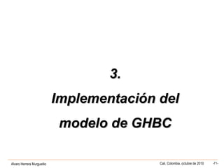 Alvaro Herrera Murgueitio Cali, Colombia, octubre de 2010 -71-
3.3.
Implementación delImplementación del
modelo de GHBCmodelo de GHBC
 