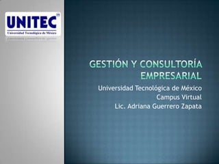 Universidad Tecnológica de México
                   Campus Virtual
     Lic. Adriana Guerrero Zapata
 