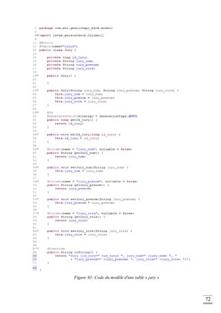 72
Figure 61: Code du modèle d'une table « jury ».
 