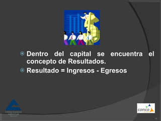 Dentro del capital se encuentra el concepto de Resultados. Resultado = Ingresos - Egresos 