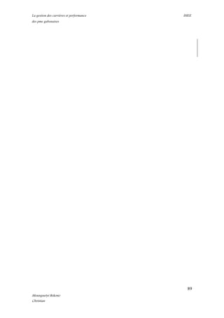 La gestion des carrières et performance IHEE
des pme gabonaises
89
Mounguetyi Bekono
Christian
 