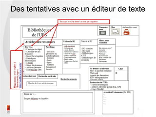 Des tentatives avec un éditeur de texte
 