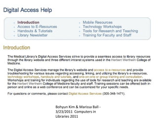 Bohyun Kim & Marissa Ball -
3/23/2011 Computers in
Libraries 2011
 