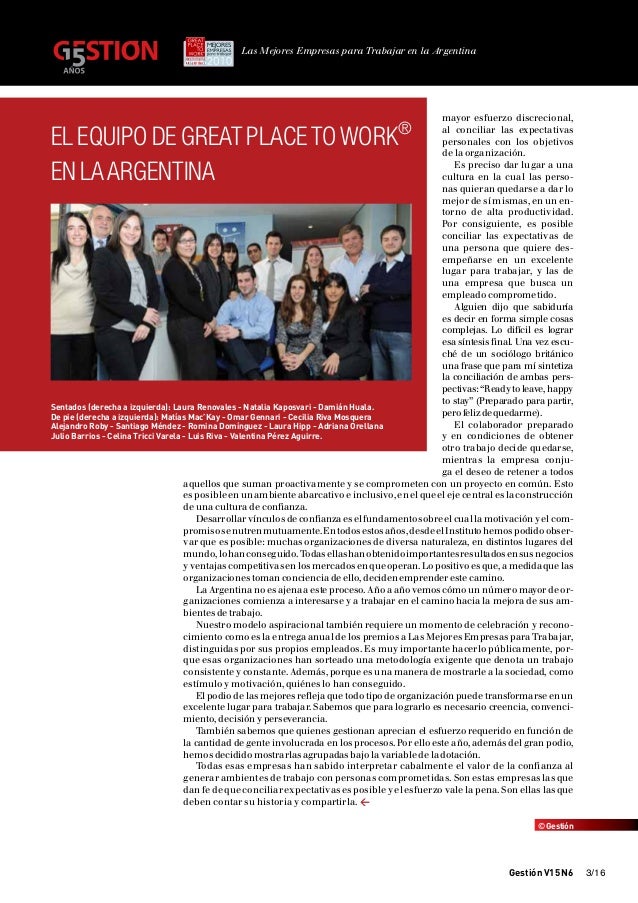 Gestion 2010 mejores empresas great place to work Atento