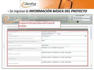 - Se ingresa la INFORMACIÓN BÁSICA DEL PROYECTO 
 