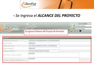 - Se ingresa el ALCANCE DEL PROYECTO 
 
