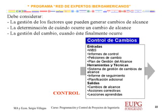 MA y Econ. Sergio Villegas

Curso: Programación y Control de Proyectos de Ingeniería

22

 