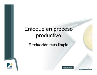 Enfoque en proceso
    productivo
 Producción más limpia




                   Resultados
 