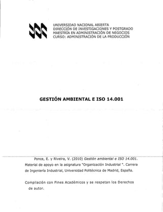 Gestion ambiental e iso 14.001