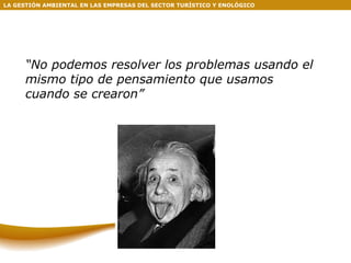 “ No podemos resolver los problemas usando el mismo tipo de pensamiento que usamos cuando se crearon” LA GESTIÓN AMBIENTAL EN LAS EMPRESAS DEL SECTOR TURÍSTICO Y ENOLÓGICO 