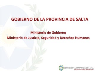 GOBIERNO DE LA PROVINCIA DE SALTA Ministerio de Justicia, Seguridad y Derechos Humanos Ministerio de Gobierno 