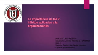 Prof.: Luz Deisy Ascencio
Estudiante: Jineska Méndez C.I 27067706
Saia A
Materia: Gestión del Capital Humano
Carrera: Administración
 