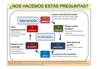 ¿NOS HACEMOS ESTÁS PREGUNTAS?




Repullo JR. Taxonomía práctica de la «desinversión sanitaria» en lo que no añade valor, para hacer sostenible el Sistema Nacional de Salud. Rev Calidad
Asistencial. 2012;27:130-8. http://www.actasanitaria.com/opinion/punto-de-vista/articulo-taxonomia-practica-de-la-desinversion-sanitaria-en-lo-que-no-
anade-valor-para-hacer-sostenible-el-sistema-nacional-de-salud.html
 
