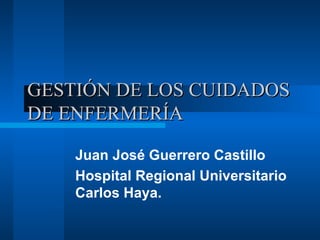 GESTIÓN DE LOS CUIDADOS DE ENFERMERÍA Juan José Guerrero Castillo Hospital Regional Universitario Carlos Haya. 