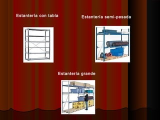 Estantería con tabla Estantería semi-pesada
Estantería grande
 