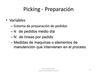 Número de entradas y salidas que no produzcan cuellos de botella.Criterios a tener en cuenta:Dimensiones y capacidad de los vehículos.Media de vehículos en des(carga) diaria.Horarios de des(carga) en el almacénTiempos a tener en cuenta:Tiempo posicionamiento y salida de camiónTiempo des(carga)Tiempo control mercanciaTiempo administrativoCostes a tener en cuenta:Asociados a los camiones que esperan.