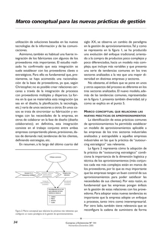 Marco conceptual para las nuevas prácticas de gestión



 utilización de soluciones basadas en las nuevas                             siglo XX, se observa un cambio de paradigma
 tecnologías de la información y de las comuni-                              en la gestión de aprovisionamientos.Tal y como
 caciones.                                                                   se representa en la figura 1, se ha producido
     Asimismo, también es habitual una fuerte in-                            una evolución del enfoque tradicional, orienta-
 tegración de los fabricantes con algunos de los                             do a la compra de productos poco complejos y
 proveedores más importantes. El estudio reali-                              poco diferenciados, hacia un modelo más com-
 zado ha confirmado que esta integración se                                  plejo, que incluye más variables y que presenta
 suele establecer con los proveedores claves o                               una serie de tendencias comunes en los tres
 estratégicos. Para ello es fundamental que, pre-                            sectores analizados a la vez que una mayor di-
 viamente, se haya acometido una racionaliza-                                versidad en distintas empresas y sectores.
 ción de la base de proveedores, ya que, según                                   No obstante, el énfasis que se pone en unos
 Christopher, no es posible crear relaciones cer-                            y otros aspectos del proceso es diferente en los
 canas a través de la integración de procesos                                tres sectores analizados. El nuevo modelo, ade-
 con proveedores múltiples y dispersos. La for-                              más de las tendencias comunes, representadas
 ma en la que se materializa esta integración (ya                            en la figura 1, presenta también diversidad, tal y
 sea en el diseño, la planificación, la tecnología,                          como se explica en el punto 5.
 etc.) varía de unos sectores a otros. En unos ca-
 sos se trata de sincronizar su fabricación y en-                            MARCO    CONCEPTUAL QUE RELACIONA LAS
 tregas con las necesidades de la empresa, en                                NUEVAS PRÁCTICAS DE APROVISIONAMIENTOS
 otros de colaborar en la fase de diseño (diseño                                La identificación de estas prácticas comunes
 colaborativo); en definitiva, esta integración                              de aprovisionamientos ha permitido establecer
 consiste en el trabajo conjunto entre ambas                                 un modelo de aprovisionamientos aplicable a
 empresas compartiendo planes, previsiones, da-                              las empresas de los tres sectores industriales
 tos de demanda real, tendencias de los clientes,                            analizados y extrapolable a aquellas empresas
 definiendo estrategias, etc.                                                industriales en las que la práctica de “outsour-
     En resumen, a lo largo del último cuarto del                            cing estratégico” sea relevante.
                                                                                La figura 2 representa cómo la adopción de
                                                                             la práctica de “outsourcing estratégico” condi-
                                                                             ciona la importancia de la dimensión logística y
                                                                             técnica de los aprovisionamientos (más conjun-
                                                                             tos cada vez más complejos están en manos de
                                                                             los proveedores, por lo que es muy importante
                                                                             que las empresas tengan un buen control de sus
                                                                             aprovisionamientos para poder satisfacer las
                                                                             necesidades de sus clientes). Por esta razón, es
                                                                             fundamental que las empresas pongan énfasis
                                                                             en la gestión de estas relaciones con los prove-
                                                                             edores. Para adoptar estas nuevas tendencias es
                                                                             importante que la empresa adopte un enfoque
                                                                             a procesos, tanto intra como interempresarial.
                                                                             Por otro lado, también tiene relevancia que se
 Figura 2: Marco conceptual que relaciona las prácticas más relevantes que   reconfigure la cadena de suministro de forma
 configuran un nuevo paradigma en la gestión de aprovisionamientos.


34                                                         Compras y Existencias Nº 141
                                                             Noviembre-Diciembre 2005
 