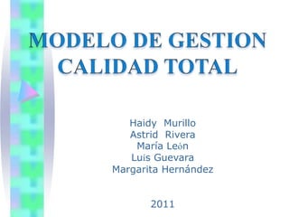 MODELO DE GESTION  CALIDADTOTAL Haidy  Murillo  Astrid  Rivera María León  Luís Guevara  Margarita Hernández  2011 