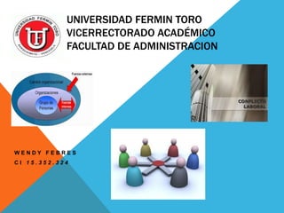 UNIVERSIDAD FERMIN TORO
VICERRECTORADO ACADÉMICO
FACULTAD DE ADMINISTRACION

WENDY FEBRES
CI 15.352.324

 