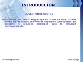 Gestion de costos del proyecto | PPTX