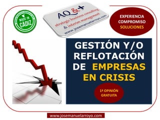 GESTIÓN Y/O REFLOTACIÓN DE EMPRESAS EN CRISIS 
www.josemanuelarroyo.com 
EXPERIENCIA 
COMPROMISO 
SOLUCIONES  