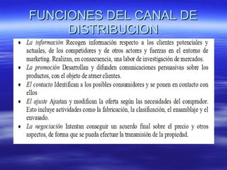 FUNCIONES DEL CANAL DE DISTRIBUCION 
