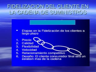 FIDELIZACION DEL CLIENTE EN LA CADENA DE SUMINISTROS 