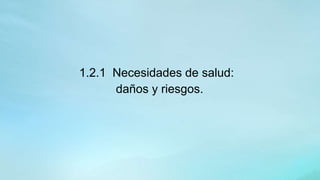 1.2.1 Necesidades de salud:
daños y riesgos.
 