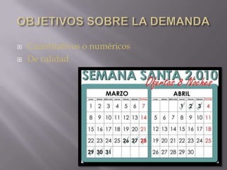 OBJETIVOS SOBRE LA DEMANDACuantitativos o numéricosDe calidad