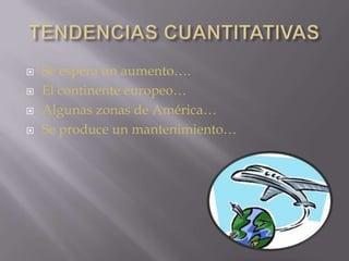 TENDENCIAS CUANTITATIVASSe espera un aumento….El continente europeo…Algunas zonas de América…Se produce un mantenimiento…