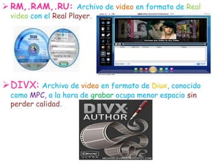 ASF,.LSF,.ASX: Archivo de audio o video, con el reproductor multimedia de Windows.