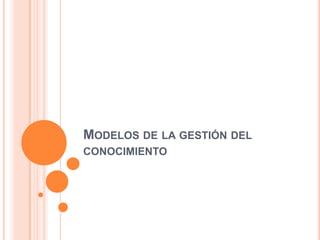 Modelos de la gestión del conocimiento