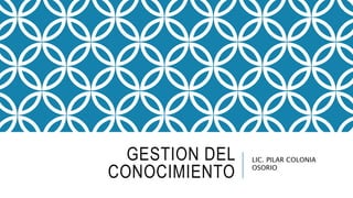 GESTION DEL
CONOCIMIENTO
LIC. PILAR COLONIA
OSORIO
 
