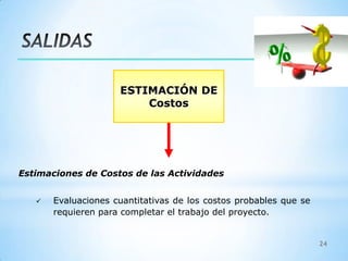 Gestion de los costos del proyecto | PPTX