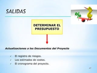 Gestion de los costos del proyecto | PPTX
