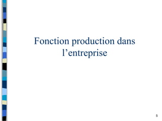 5
Fonction production dans
l’entreprise
 