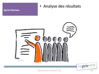 • Analyse des résultats
Sprint Review




                GDP avec Scrum │ © Pierre E. Neis   106
 