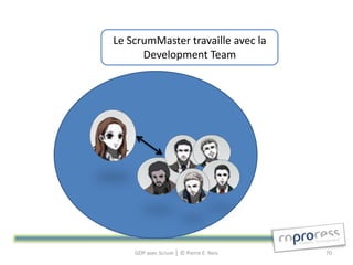 Le ScrumMaster travaille avec la
      Development Team




    GDP avec Scrum │ © Pierre E. Neis   70
 