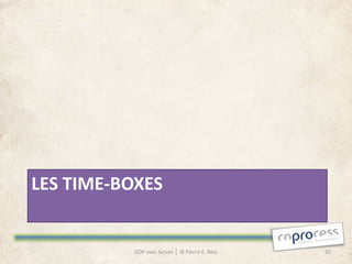 LES TIME-BOXES


          GDP avec Scrum │ © Pierre E. Neis   92
 