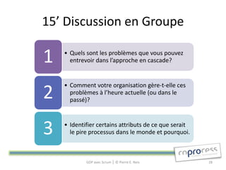 15’ Discussion en Groupe

1   • Quels sont les problèmes que vous pouvez
      entrevoir dans l’approche en cascade?


   ...