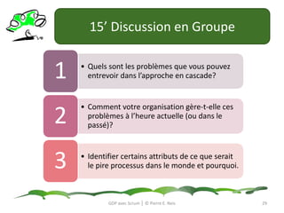 Scrum repose sur 3 pieds26GDP avec Scrum │ © Pierre E. Neis