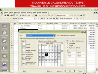 Août 2003
41 41
modifier le calendrier du temps
travaillé d'une ressource donnée
 